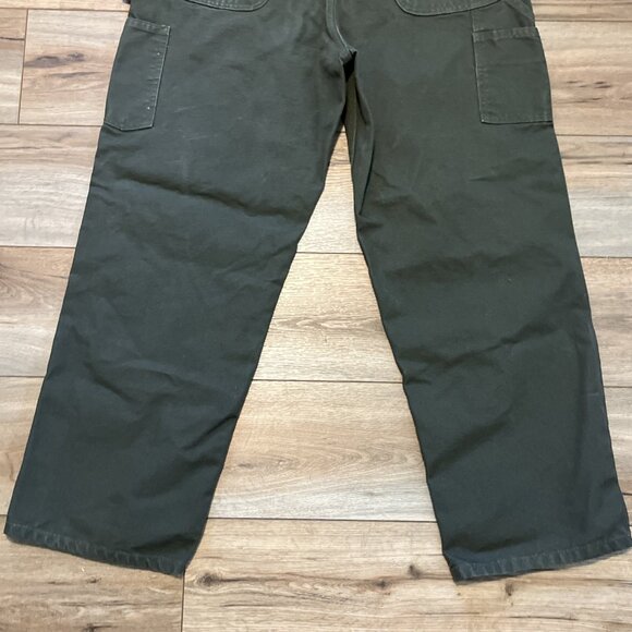 Men's Carhartt Duck Canvas Carpenter Jeans SZ 36x30 Moss Green B11 MOS Work Wear - Picture 9 of 11